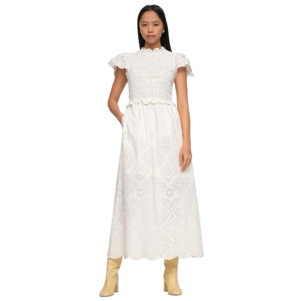 Sea New York White Eyelet Midi Dress with Back Tie - Picture 2 of 9